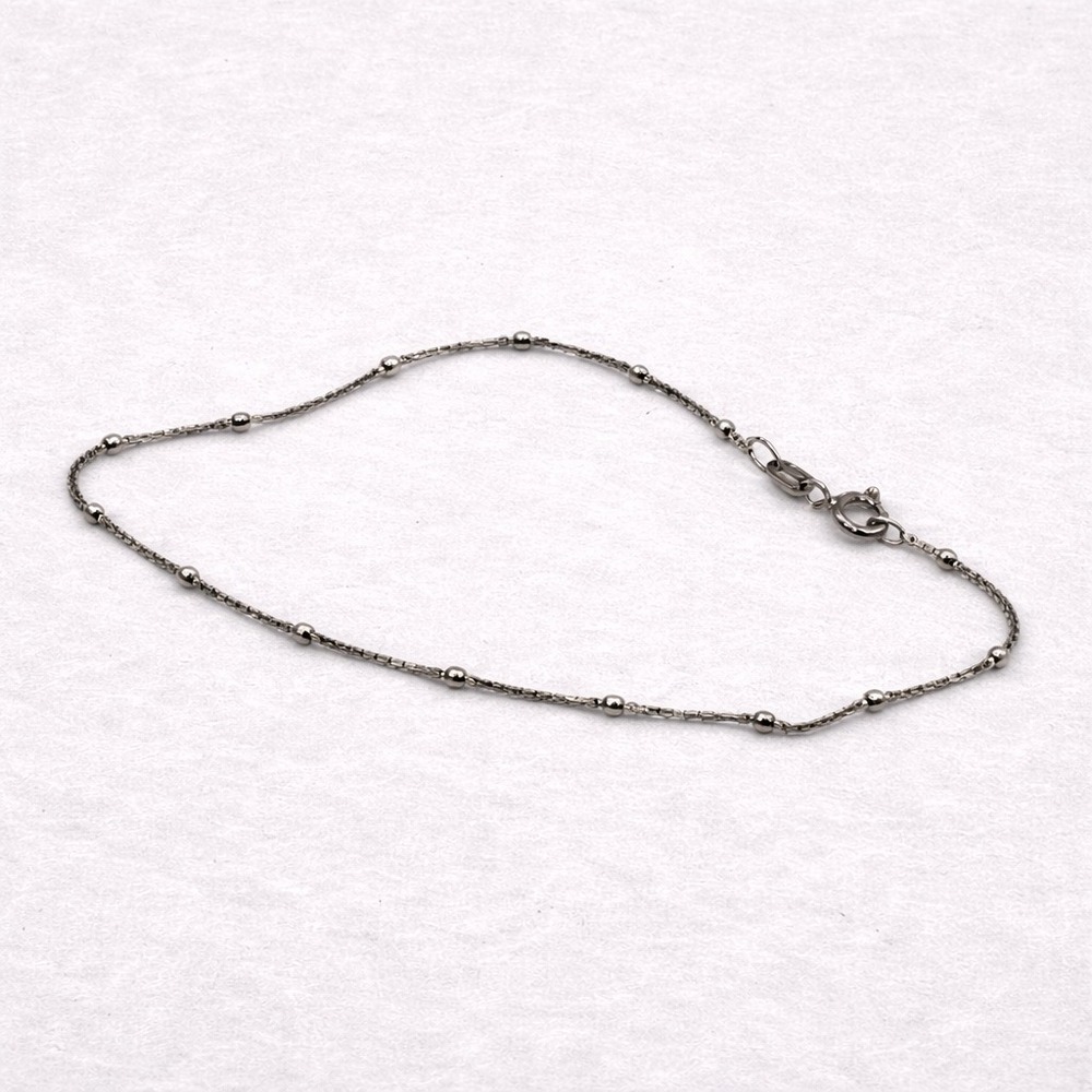 Sterling Silver 925 Beaded Station Bracelet Minimalist Chain